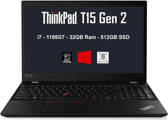Lenovo ThinkPad T15 Gen 2 Business Laptop, 15.6" FHD Display, Intel Core i7-1185G7 vPro, 32GB DDR4 RAM - 1000GB SSD - Image 2