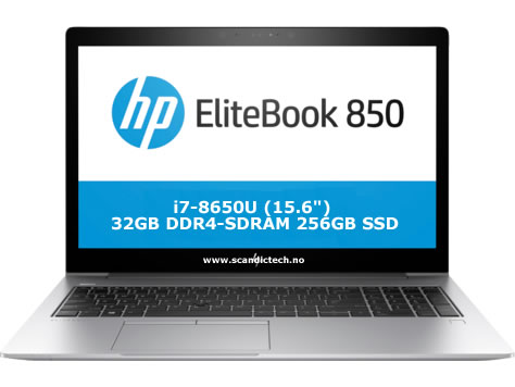 HP EliteBook 850 G5 - i7-8650U (15.6") 32GB DDR4-SDRAM 256GB SSD (sølv)