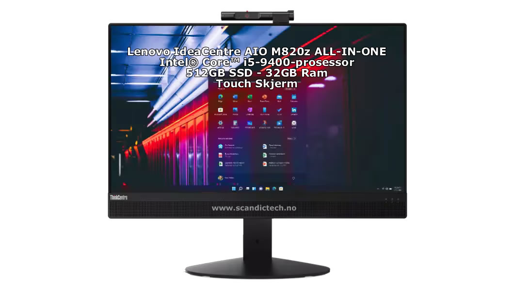 Lenovo ThinkCentre M820z AIO All-in-One(512GB SSD, Intel Core I5-9400, 2.90 GHz, 32GB Ram) IPS – Touch Skjerm