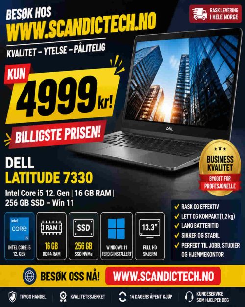 Billigste Prisen! Dell Latitude 7330 – Intel Core i5 12. Gen | 16 GB RAM | 256 GB SSD – Win 11
