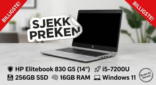 Billigste! HP Elitebook 830 G5 - i5-7200U (14″) 256GB SSD -16GB RAM – Win 11