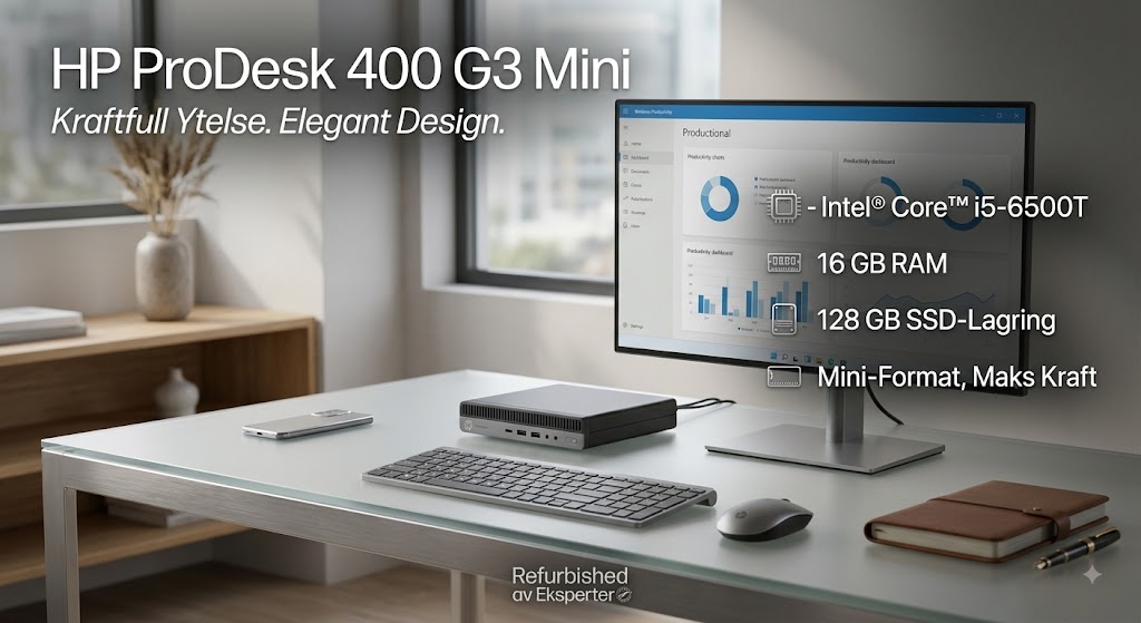 HP ProDesk 400 G3 Mini desktop i5-6500T - 128GB SSD - 16GB Ram