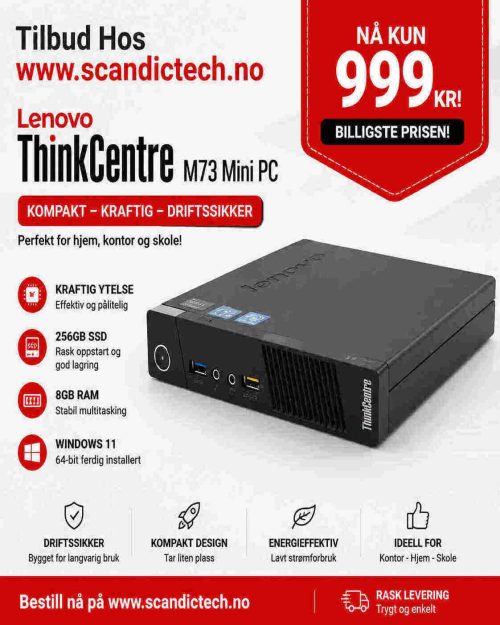 Lenovo ThinkCentre M73 Mini PC - 256GB SSD – 8GB RAM – Windows 11 64-bit.