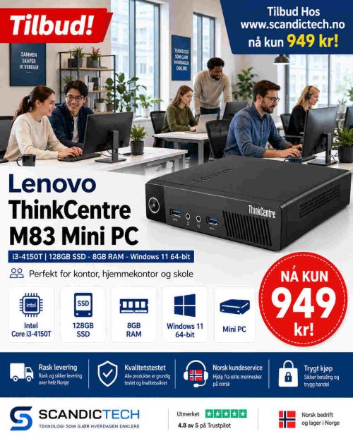 Lenovo ThinkCentre M83 Mini PC i3 - 4150T | 128GB SSD - 8GB RAM - Windows 11 64-bit.