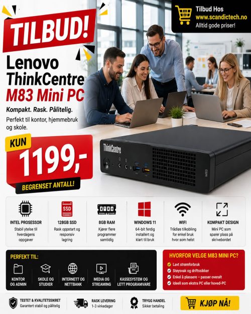 Lenovo ThinkCentre M83 Mini PC -128GB SSD – 8GB RAM – Windows 11 64-bit - Wifi