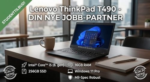 Lenovo ThinkPad T490 | i5-8 Gen - 256GB SSD - 16GB RAM | Tynn bærbar jobb-PC og Powerful Laptop