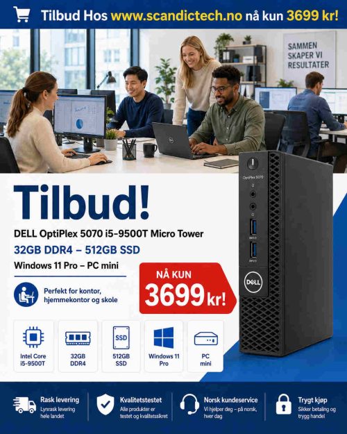 DELL OptiPlex 5070 i5-9500T Micro Tower – 32GB DDR4 – 512GB SSD Windows 11 Pro – PC mini