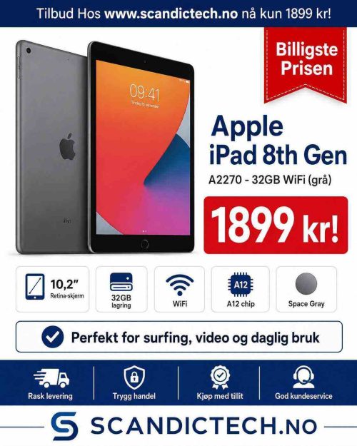 Billigste Prisen for Apple iPad 8th Gen A2270 - 32GB WiFi (grå)