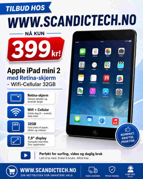 Apple iPad mini 2 med Retina-skjerm - Wifi + Cellular 32GB