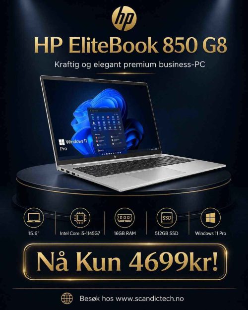 HP EliteBook 850 G8 15.6" i5-1145G7, 16GB RAM - 512GB SSD - Windows 11 Pro