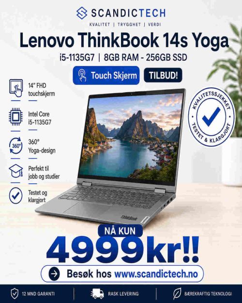 Tilbud! Lenovo ThinkBook 14s Yoga i5 - 1135G7 | 8GB RAM - 256GB SSD, ITL - Touch Skjerm