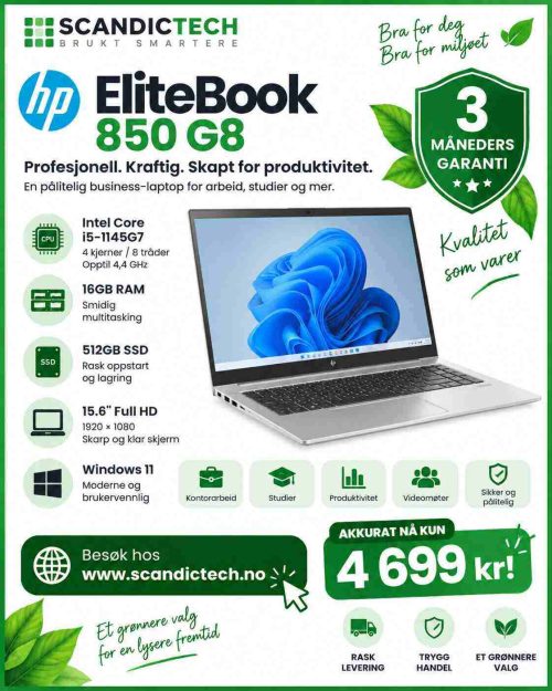 HP EliteBook 850 G8 15.6" i5-1145G7 | 16GB RAM - 512GB SSD - Windows 11