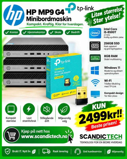 -HP MP9 G4 Minibordmaskin - Core Intel i5 - 8500T 2.1 GHz | 256GB SSD - 16GB RAM - Wifi