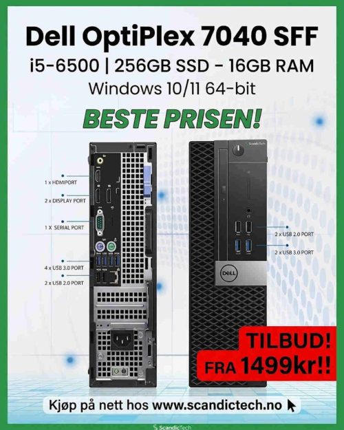 Beste prisen! Dell OptiPlex 7040 SFF i5-6500 256GB SSD – 16GB RAM – Windows 10/11 64-bit