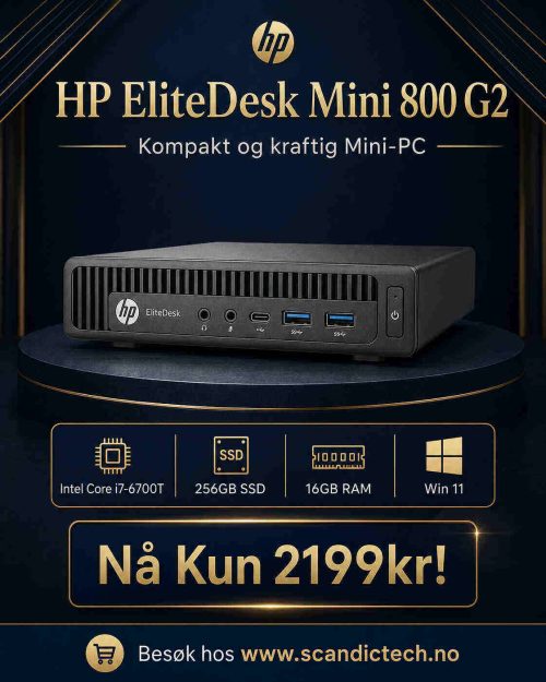 HP EliteDesk Mini 800 G2 - i7-6700T | 256GB SSD - 16GB RAM - Win 11