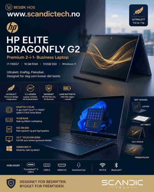 HP Elite Dragonfly G2 - i7-1165G7 (2-in-1 - 13.3")16 GB RAM - 512GB SSD - Windows 11