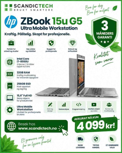 HP ZBook 15u G5 - i7-8550U | 256GB SSD - 32GB RAM - Ultra Mobile Workstation