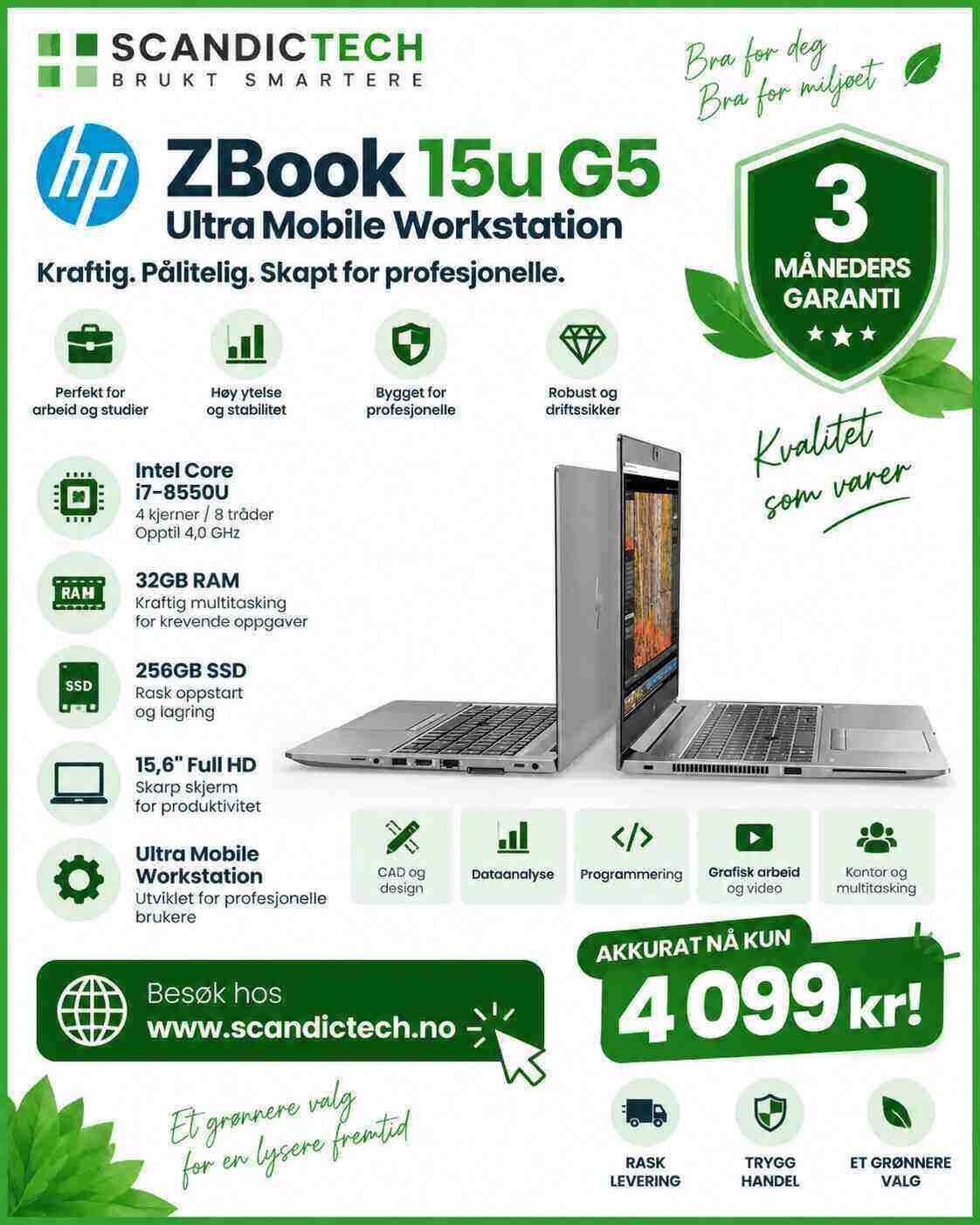 HP ZBook 15u G5 - i7-8550U | 256GB SSD - 32GB RAM - Ultra Mobile Workstation