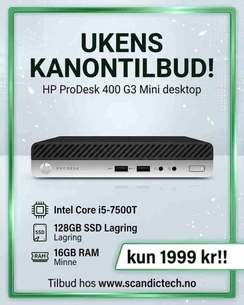HP ProDesk 400 G3 Mini desktop i5-7500T - 128GB SSD - 16GB Ram - Win 11