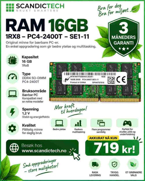 RAM 16GB – 1RX8 – PC4-2400T - SE1-11
