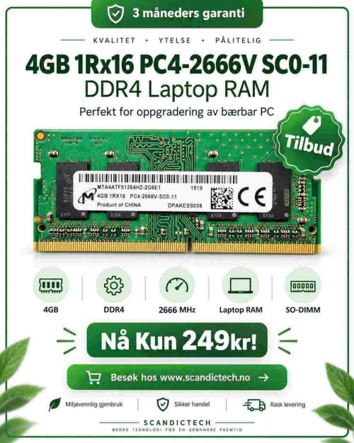 4GB 1Rx16 PC4-2666V SC0 11 DDR4 Laptop RAM