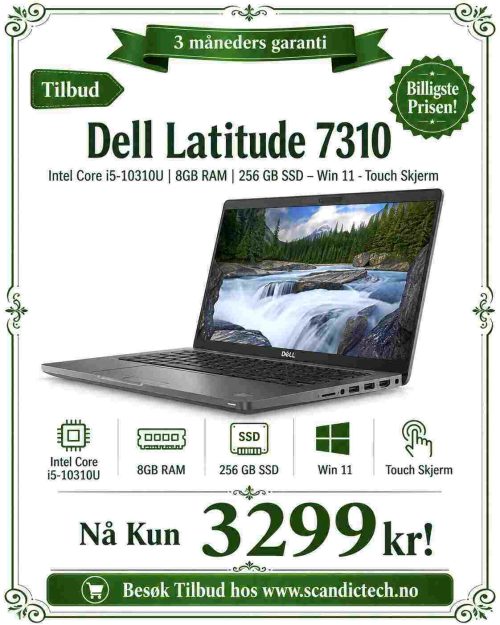 Billigste Prisen! Dell Latitude 7310 Intel Core i5-10310U | 8GB RAM | 256 GB SSD – Win 11 - Touch Skjerm