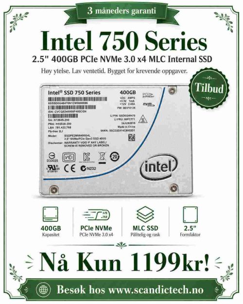 Intel 750 Series 2.5" 400GB PCIe NVMe 3.0 x4 MLC Internal Solid State Drive (SSD)