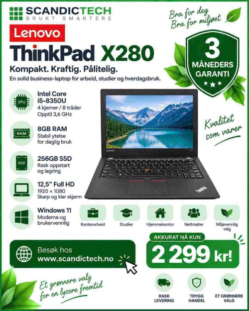 Lenovo ThinkPad X280 Intel Core i5-8350U | 256GB SSD - 8GB RAM - Win 11
