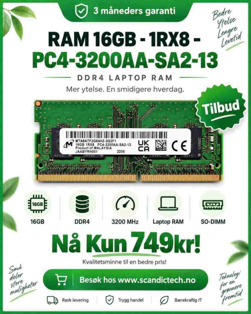 RAM 16GB - 1RX8 - PC4-3200AA-SA2-13