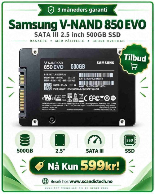 Samsung V-NAND 850 EVO SATA III 2.5 inch 500GB SSD