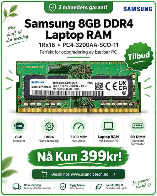 Samsung 8GB DDR4 1Rx16 PC4-3200AA-SCO-11 Laptop RAM