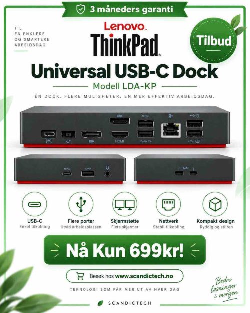 Tilbud! Lenovo ThinkPad Universal USB-C Dock - Modell LDA-KP