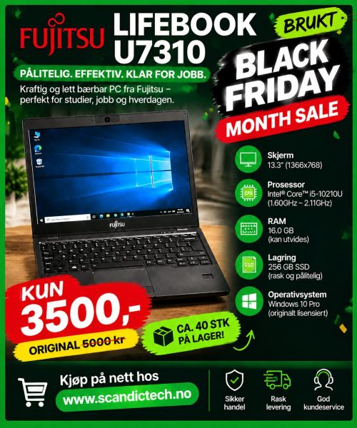Billig !! Fujitsu LIFEBOOK U7310 – Brukt – Black Friday