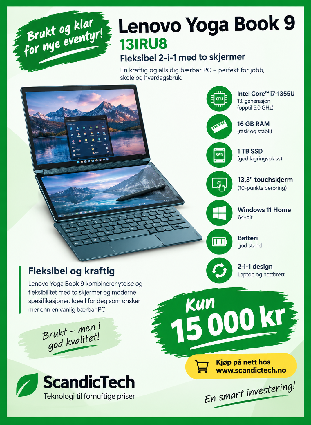 Lenovo Yoga Book 9 13IRU8 – Core i7, 16 GB RAM, 1 TB SSD