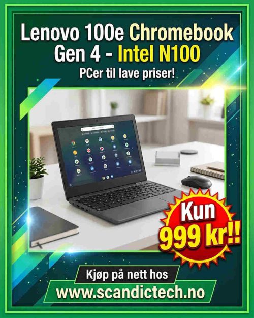PCer til lave priser! Lenovo 100e Chromebook Gen 4 - Intel N100